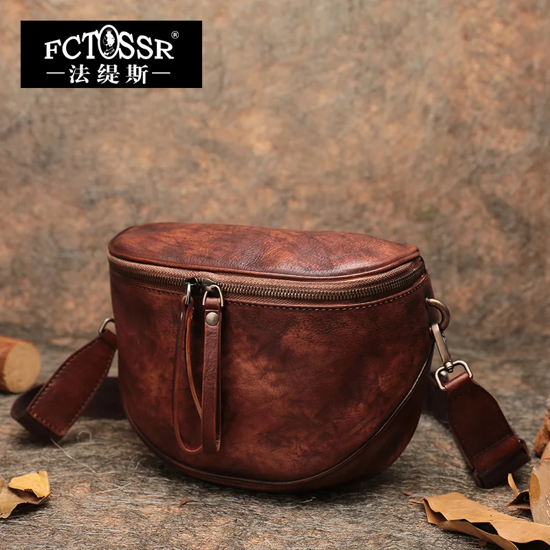 Box Handbag Women Sling Bags Handmade Retro Genuine Leather Bucket Messenger Bag Lady Crossbody ...