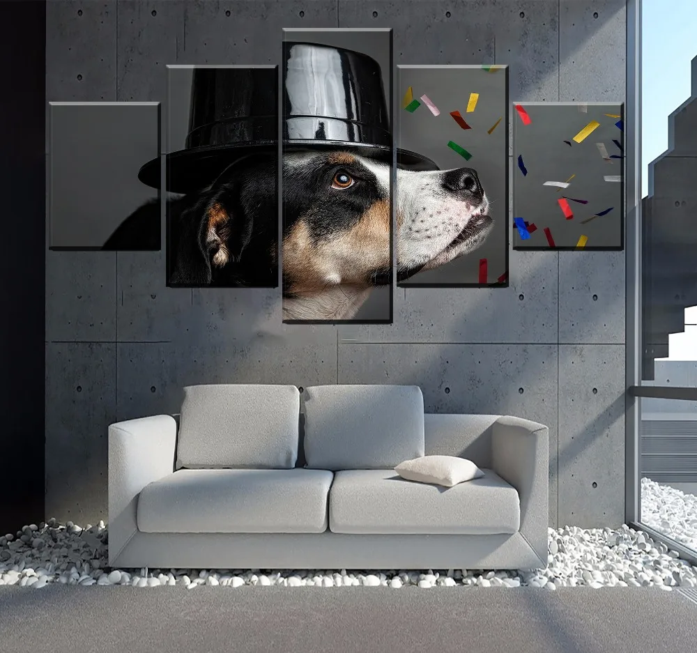 Живопись на холсте Печать Тип плакатов и Wall Art Decoative 5 Панель разное арт собака