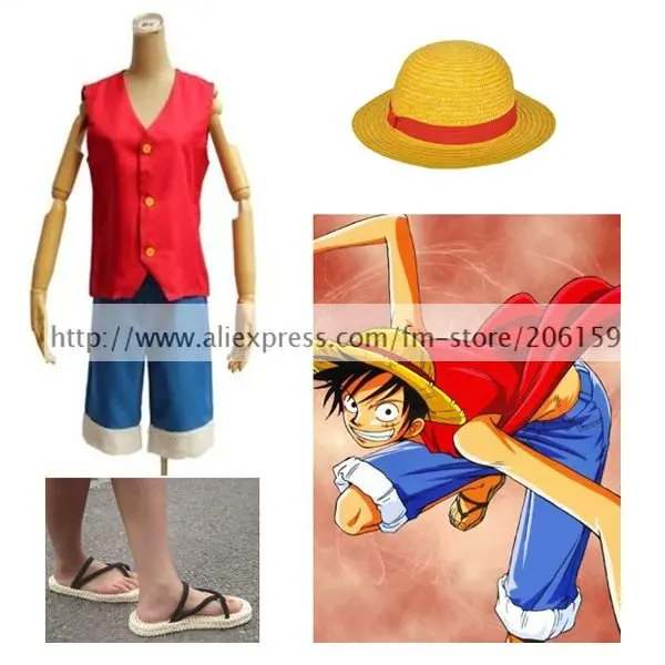 One Piece Monkey D Luffy Cosplay Costume With Luffy Hat Luffy Shoes Men