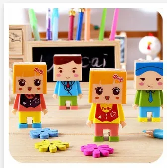 

fashion eraser Creative cute cartoon villain DIY assembly sharpener pencil sharpener eraser with holes nice gift