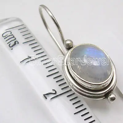 Ceny Chanti Międzynarodowy Srebrny NIEBIESKI OGIEŃ RAINBOW MOONSTONE Piękne Kolczyki 2.5 CM NOWY
