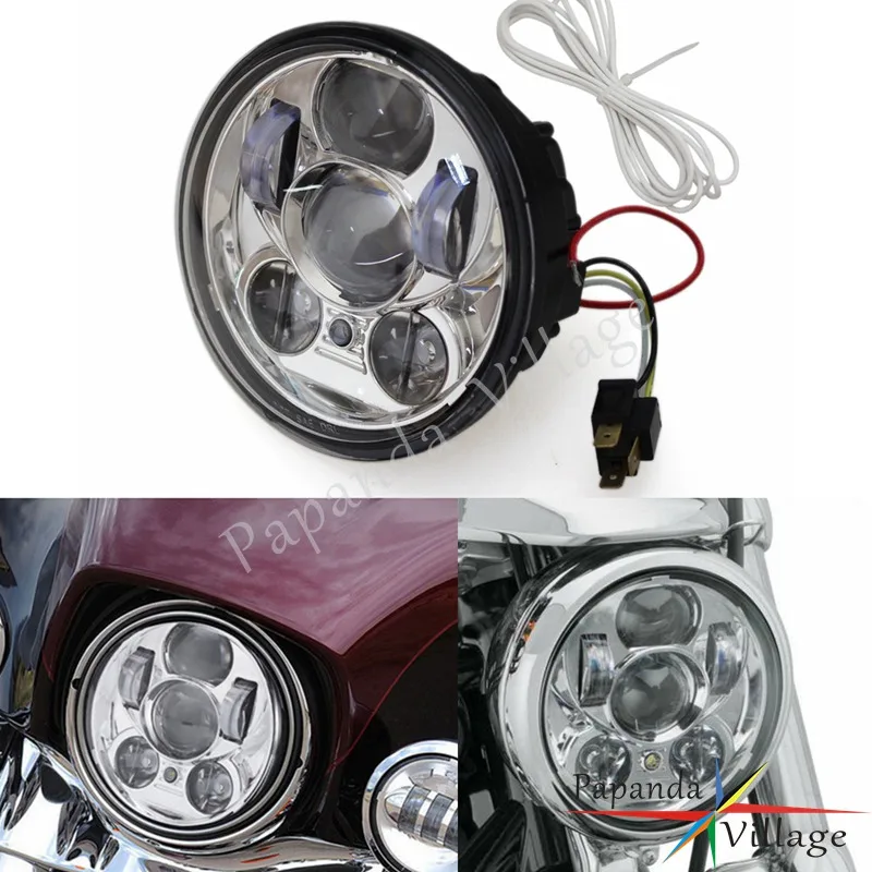 Мотоцикл 5 75 &quotLED хром на заказ передняя фара проектор свет для Harley Dyna Softail XL883C 1200C |
