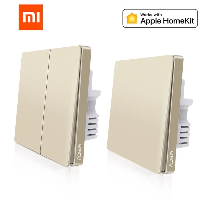 Обновленная версия Xiaomi Aqara настенный переключатель Золотой умный ZigBee Zero Line огонь провод Светильник пульт дистанционного управления беспроводной ключ настенный переключатель