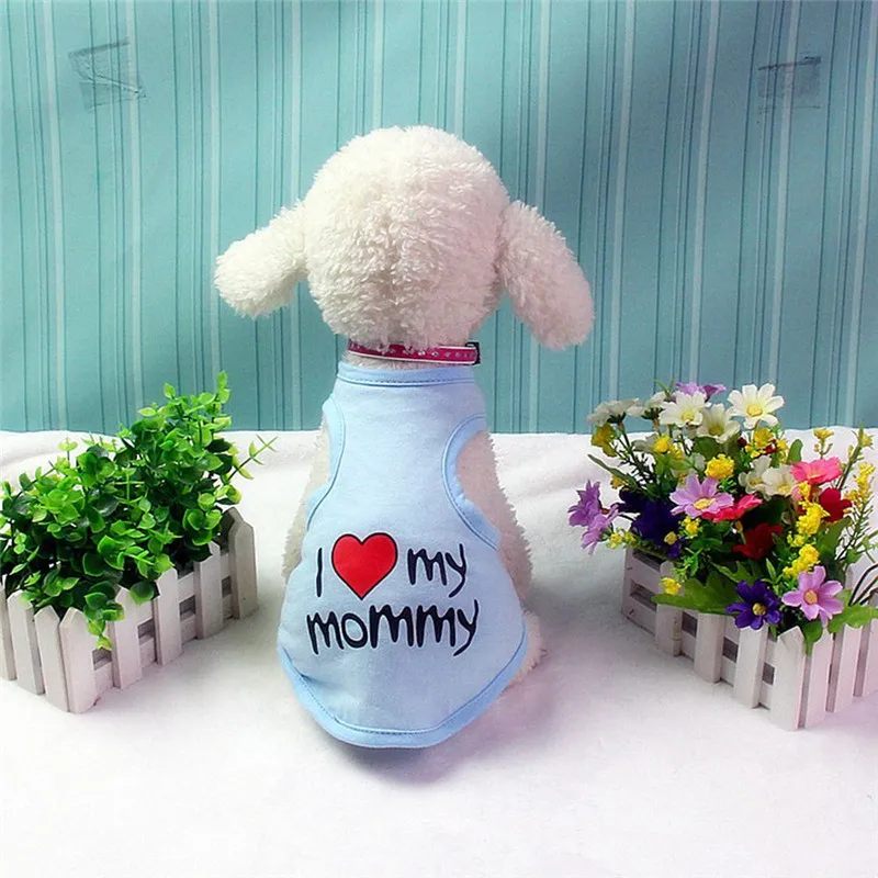 Высококачественная мягкая хлопковая дышащая одежда с надписью «I Love My Mommy Puppy Dogs», повседневная одежда весна, лето, домашний питомец, футболка, пальто, жилеты для собак