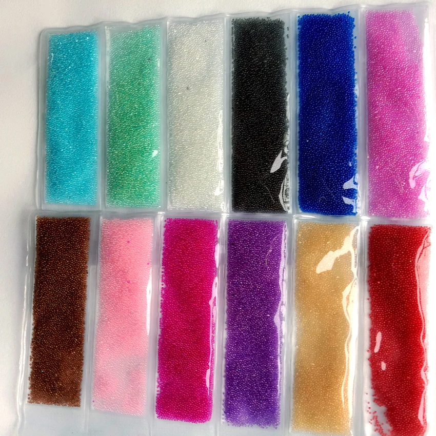 

Mix 6 Colors Nail Ball Mini Glass Beads Manicure Design Nail Art Decoration Caviar Style Beads 3D Nail Ball Glitter 0.6-0.8mm
