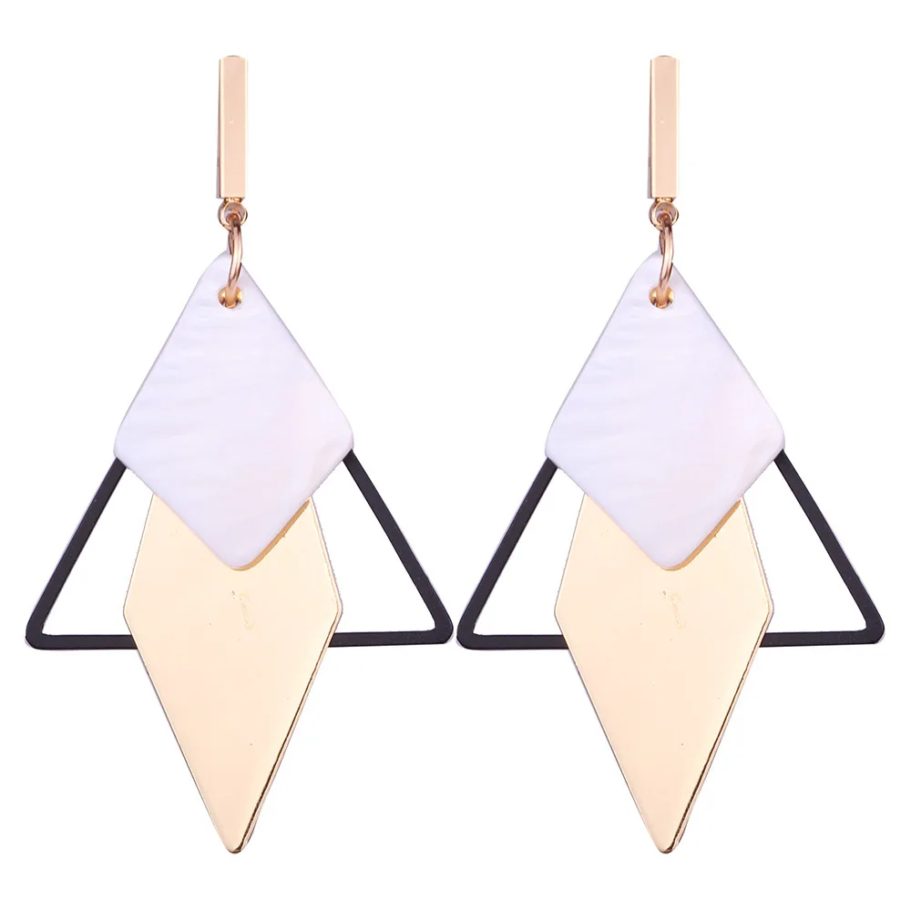 

Natural Shell Earrings Metal Earrings Copper Triangle Animal Geometric Simple Minimalist Stud Jewelry for Korean African Women