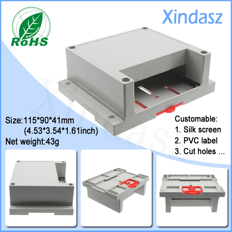 (10pcs/Lot)115*90*41mm abs enclosures for electronics din rail box