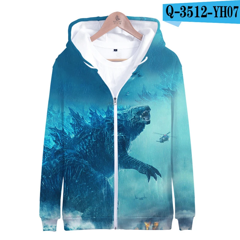 

Godzilla Movie Hoodie King Of The Monster Print Sweatshirt Pullover Zip Up Cotton 3D Jacket Printed Hoodie Film Hoodies Zipper