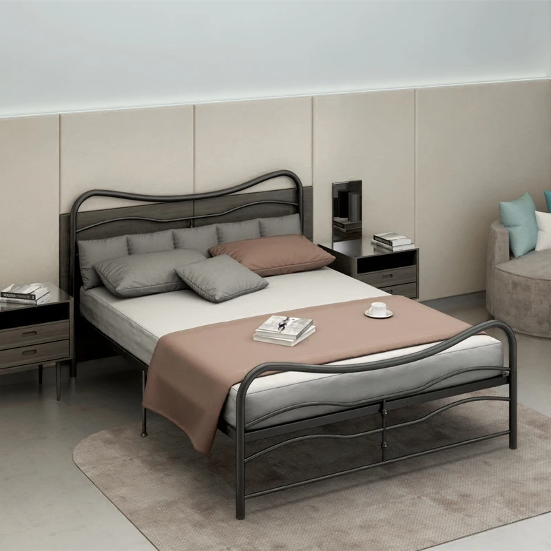 Modern contracted 1.8m iron art bed 1.5m adult double iron frame bed 1.2m single child princess bed iron bed Modern contracted 1.8m iron art bed 1.5m adult double iron frame bed 1.2m single child princess bed iron bed