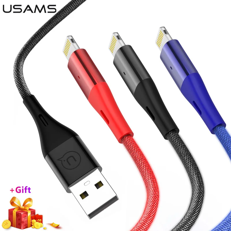 USMAS Usb кабель для iPhone X 8 7 6 6S plus 5 5S SE нейлон 2.4A быстрое зарядное устройство LED