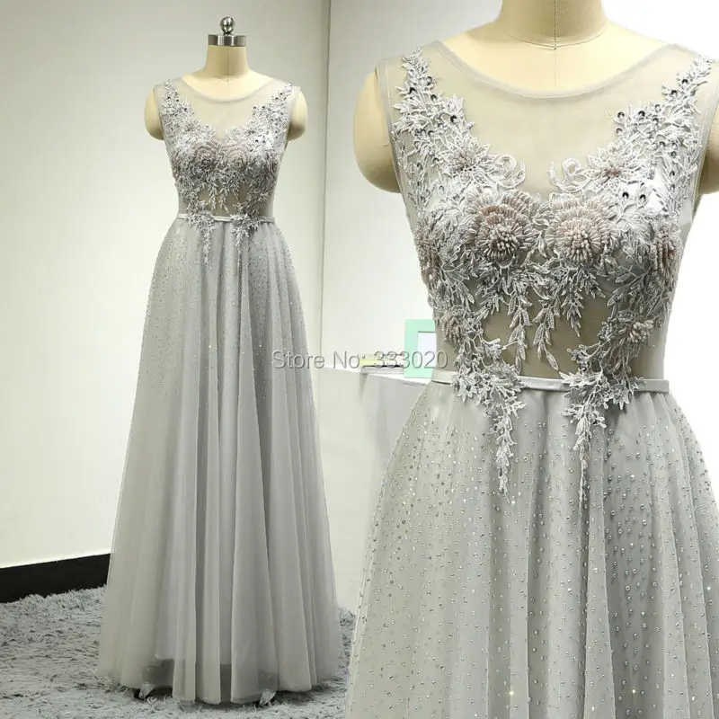 Floor Length See Through Sexy Women Beaded Evening font b Dresses b font Lace Appliques Hot