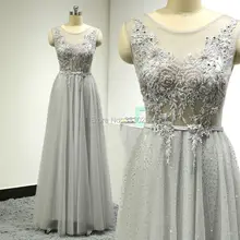 Floor Length See Through Sexy Women Beaded Evening Dresses Lace Appliques Hot Fix Rhinestones Silver Long Formal Party Gown