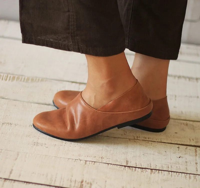 CareaymadePure/Женская обувь на плоской подошве из натуральной кожи ручной работы; удобная кожаная обувь с закрытым носком в стиле ретро; 2 цвета