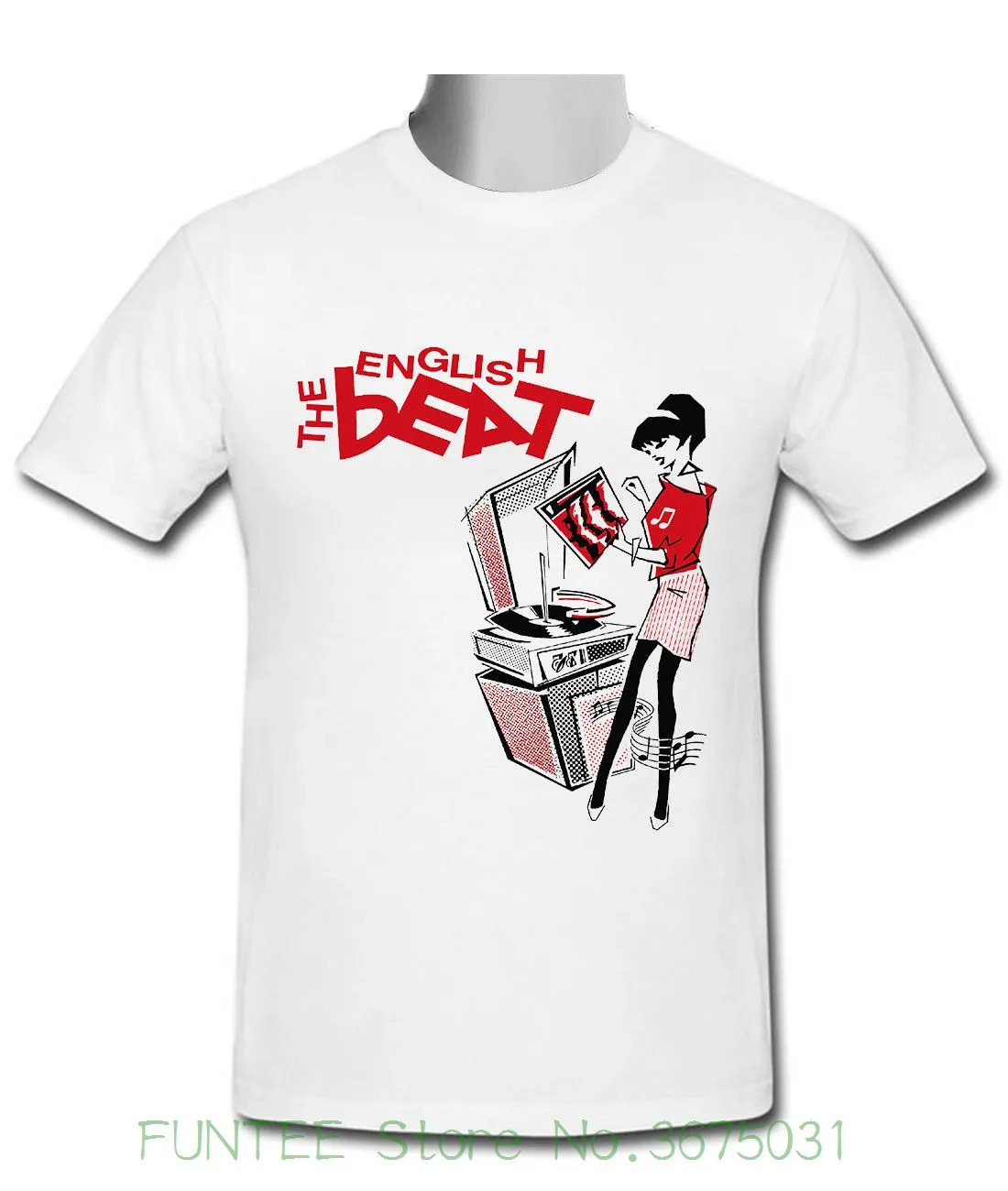 Women's Tee The English Beat Logo Group Rude Girl Ska White Men T shirt