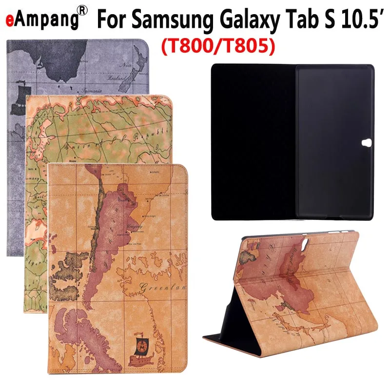 

Map Leather Case for Samsung Galaxy Tab S 10.5 SM-T800 T800 T805 Smart Case Cover Funda Tablet Slim Flip Stand Card Slot Shell