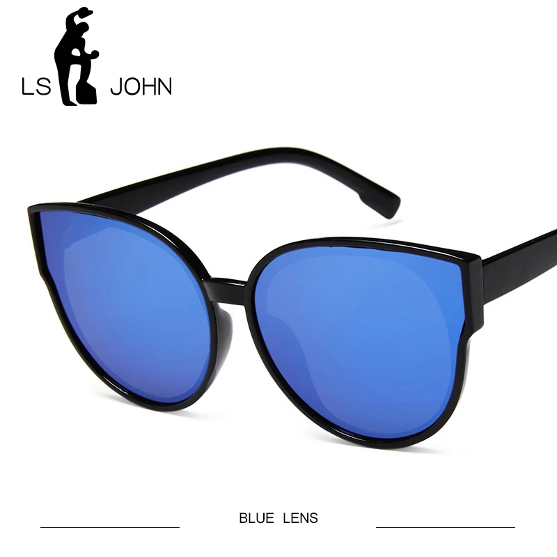 LS JOHN Vintage Sunglasses Women Cat Eye Sunglasses Sexy Summer Red Sun Glasses for Female Brand Designer Eyewear UV400 - Цвет линз: BLUE