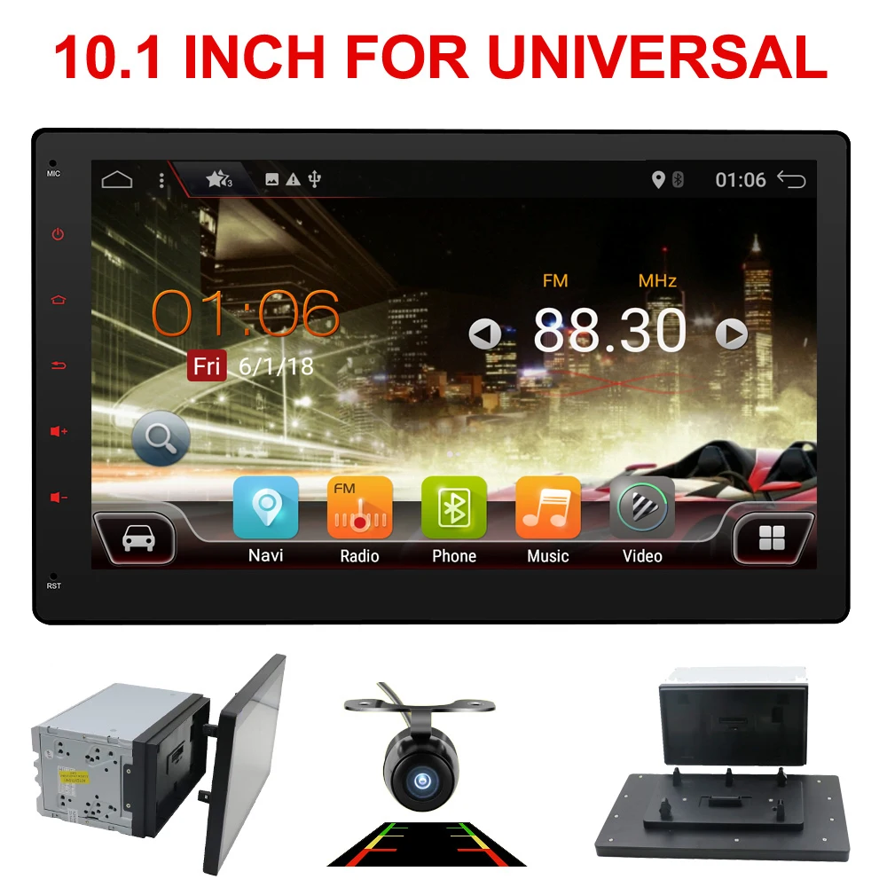 

10.1 inch 8 Core 2 DIN universal Android 8.1 Car Audio GPS Radio Video Player Stereo Auto BT RDS Head unit with SWC dab+ WIFI