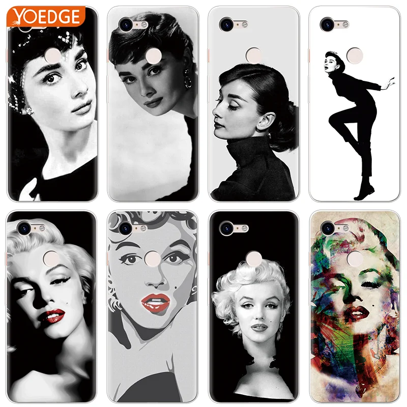 

Fashion Lady Audrey Hepburn Marilyn Monroe Cover For Google Pixel 2 XL Case For Google Pixel 3 XL Fundas Silicone Phone Shell