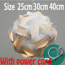White DIY Modern Ball Novelty IQ Jigsaw Lamp Puzzles Pendant Light + Power Cord and E27 Holder,Dia 25cm/30cm/40cm free shipping