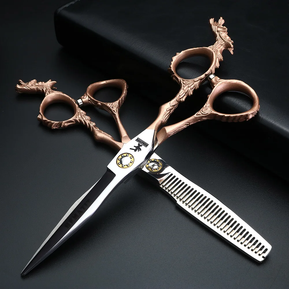 XUANFENG 6 inch rose gold professional bearing hairdressing scissors high quality hair salon cutting and thinning | Красота и
