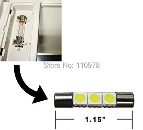 

3-SMD 29mm 30MM 6614F TS-14V1CP LED Replacement Bulbs For Car Sun Visor Vanity Mirror Lights, White