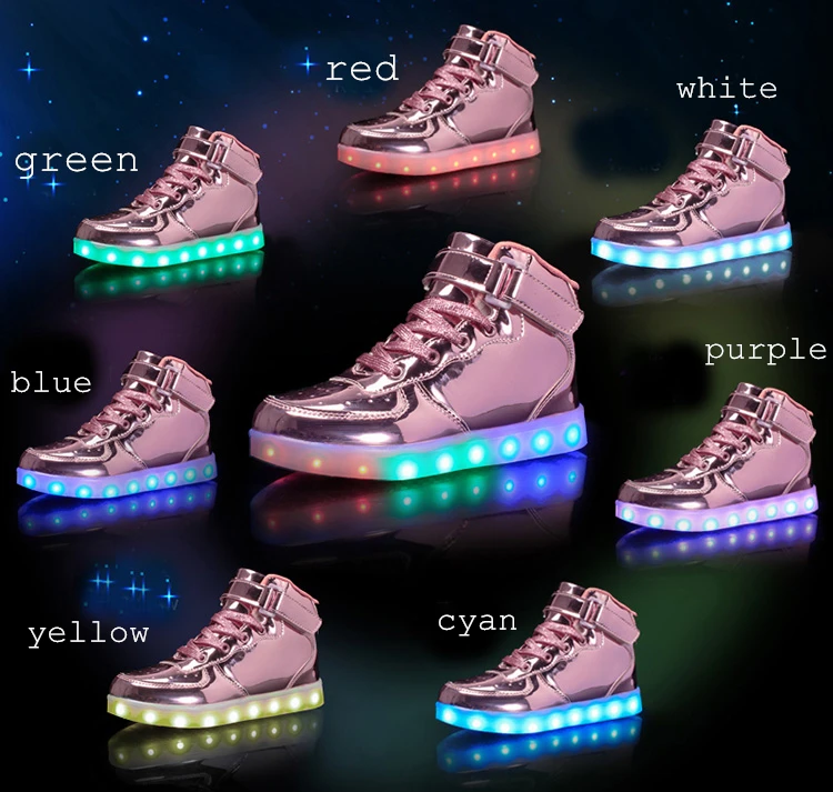 Светящиеся кроссовки с usb-зарядкой для девочек; детская светящаяся обувь для мальчиков и девочек; Светящиеся кроссовки; детская обувь; 7 цветов; TX0293
