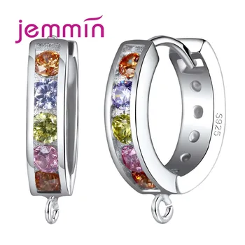 

Multicolor Crystal Round Shape Hoop Earrings Fine Quality S925 Sterling Sliver Earring 5 Pairs For Fashion Ladies Jewelry