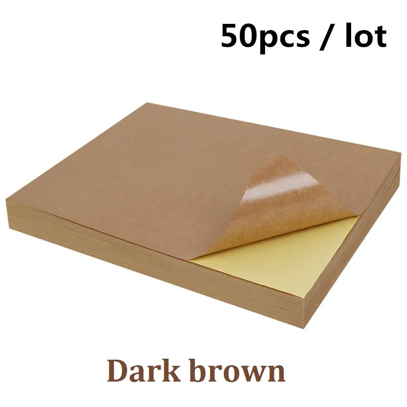 Impressora a Laser Jato de Tinta Impressão de Adesivos Frete Grátis Lote a4 Marrom Papel Kraft Adesivos Auto Adesivo Caligrafia Branco 50 Pçs - 5 papel kraft adesivos auto adesivo caligrafia A4