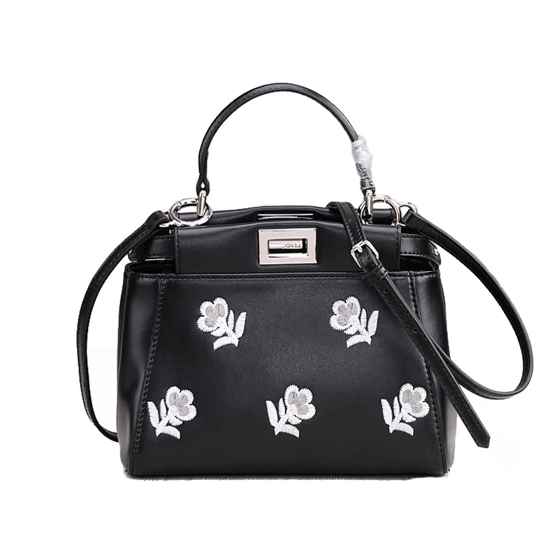 

Classic Women Embroidery Floral Design Handbag Cowhide Tote Split Leather Shoulder Messenger Bags For Female Bolsa A0117