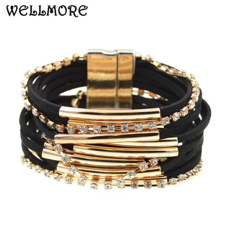 

WELLMORE metal gold copper pipe bracelets for women bohemia bracelets wrap bracelets fashion jewelry wholesale dropshipping