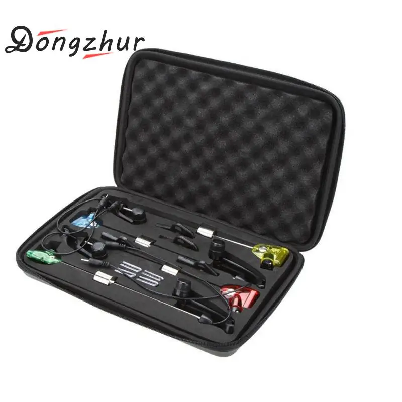 

Dongzhur 4pcs LED Carp Fishing Bite Alarm Set Fishing Swinger Fish Sinker in Storage Box Illuminated Swinger Fishing Accessories