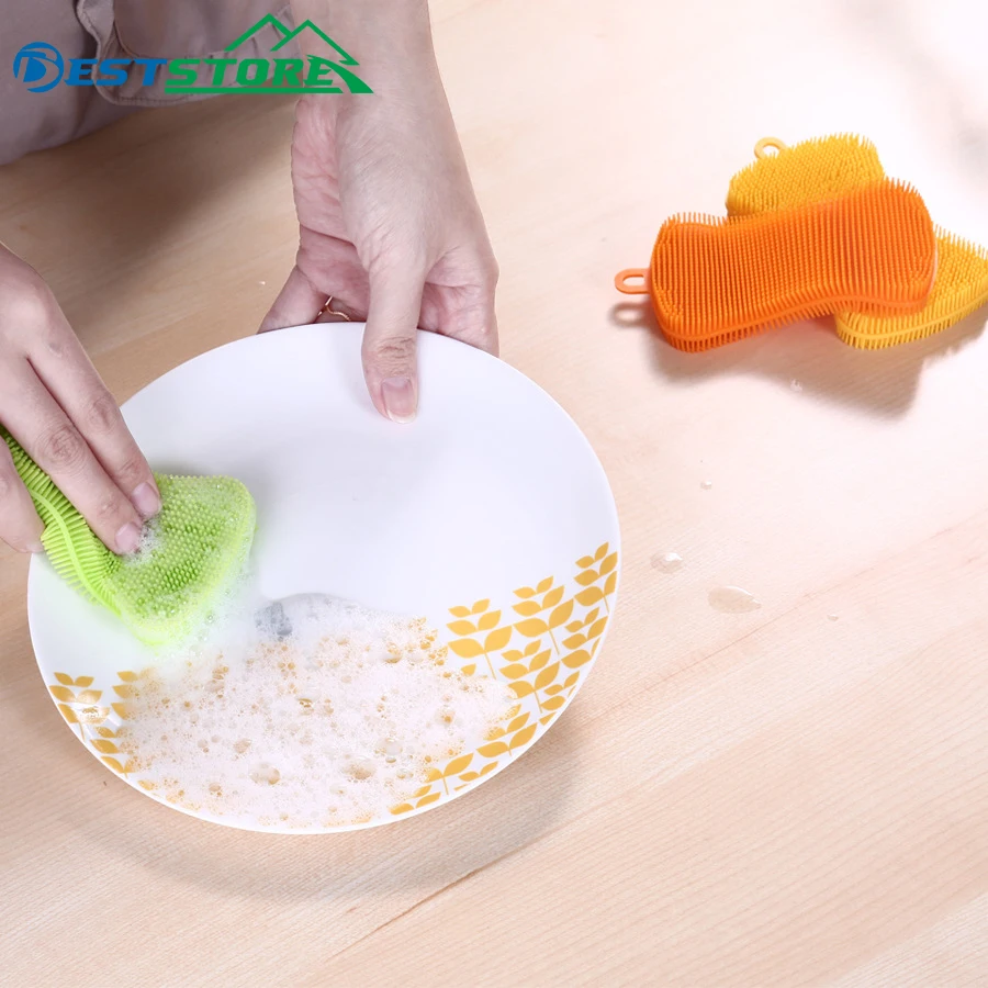 

Food Grade Soap-shaped Silica Gel Multifunctional Dish-washing Brush Melon Fruit and Vegetable Cleaning Heat-insulating Mat