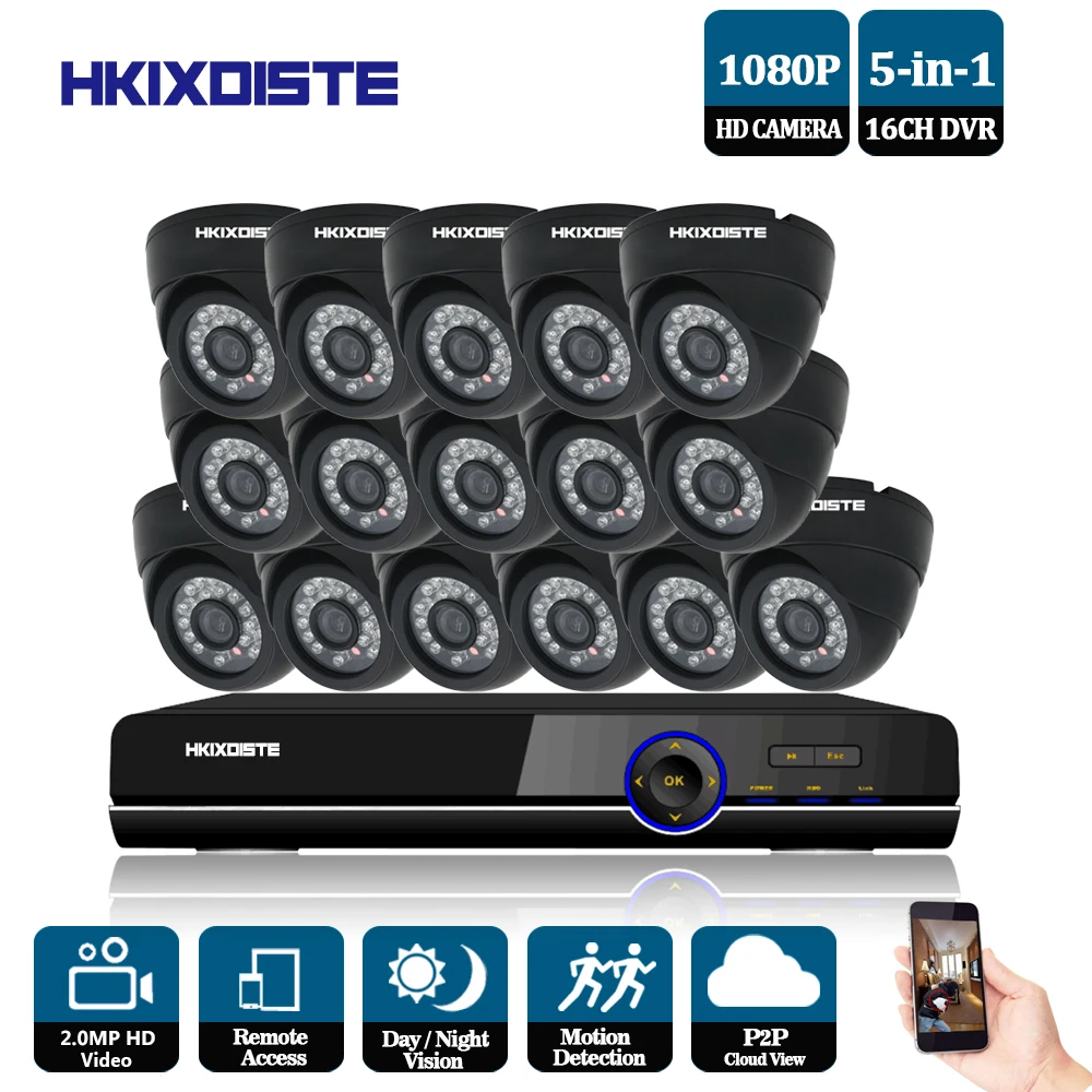 16CH Surveillance System 16 1080P Indoor Security Camera 16CH CCTV DVR
