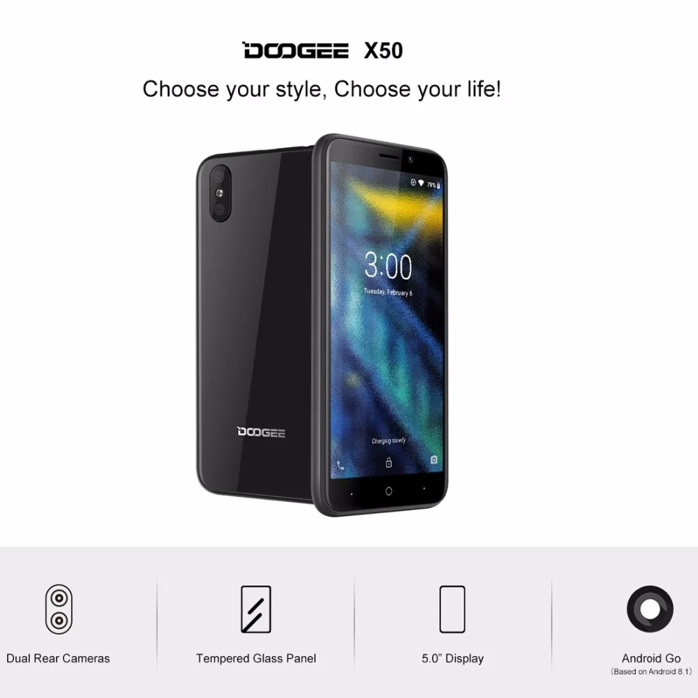DOOGEE X50 5 0 &quotтелефона MTK6580M 4 ядра 1 ГБ Оперативная память 8 Встроенная 5MP двойной