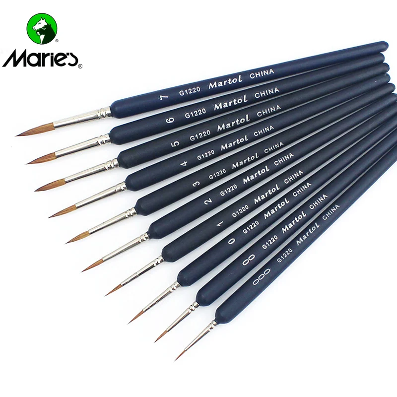 Conjunto de Pincel Linha de Cabelo em Miniatura Miniatura para o para o Detalhe Arte do Prego Qualidade Premium Sable Caneta Gancho da Arte da Pintura da Escova da Desenho da Arte Suprimentos 2 Qualidade premium pincel de pintura conjunto sable
