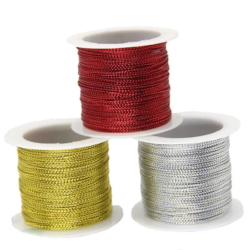 

20M Gold Silver Polyester Tag Cords Rope Glitter Onions Line Gift Wrapping Metal Wire DIY Garment Sewing Decoration Supplies