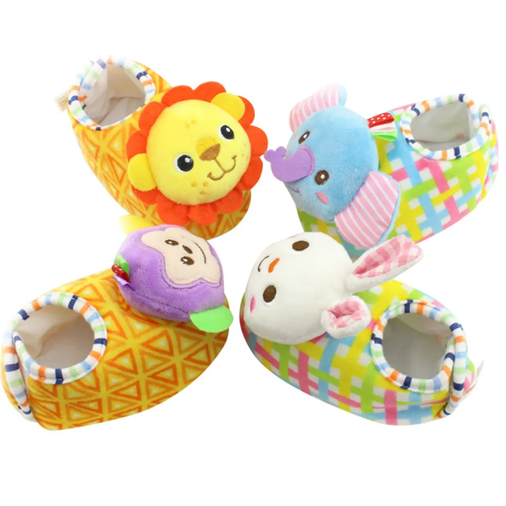 1 Pair Cute Baby Rattle Toys Rattle Foot Plush Soft Comfortable Shoes
