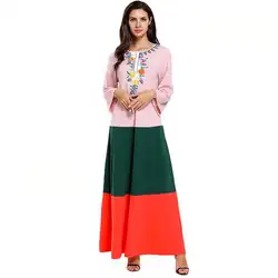 2019 женские мусульманские платья в стиле пэчворк, большие размеры, мусульманская одежда, марокканская модная одежда с цветочной вышивкой