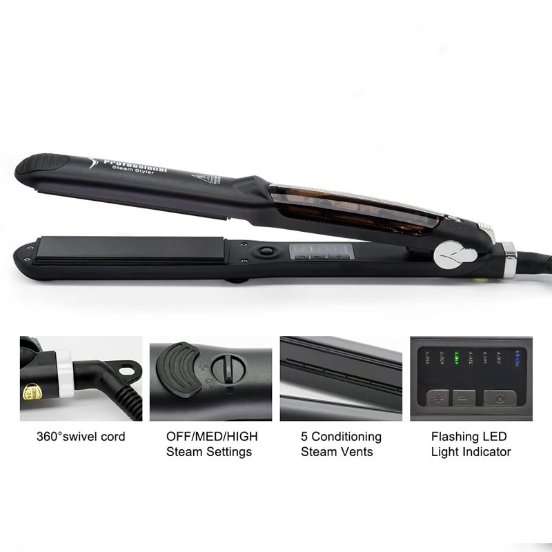 2017 Новый паровой выпрямитель для волос керамический Быстрый нагрев Vapor Flat Iron Led Ferro пластина инструмент для укладки волос