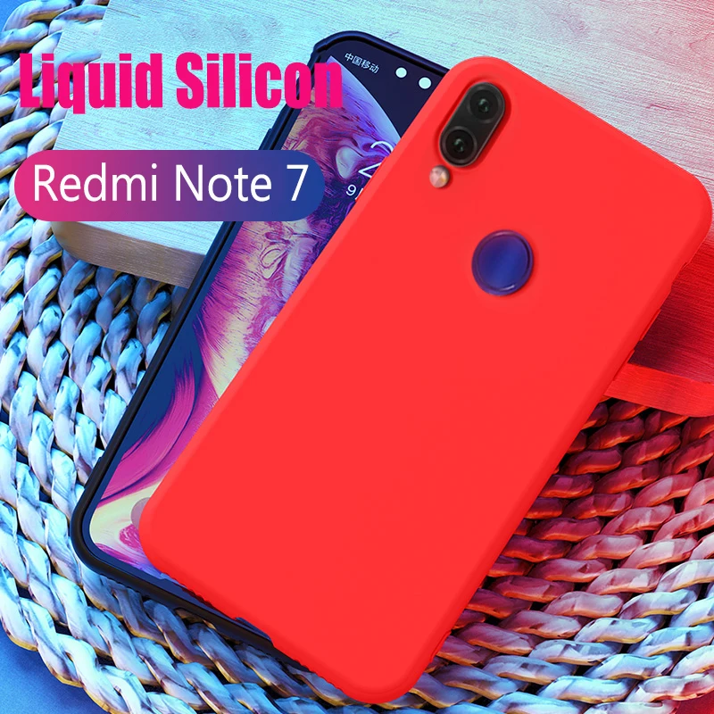 

New Liquid TPU Case Redmi Note 7 Xiaomi Redmi Note 7 Pro Back Cover Silicone Phone Case Redmi Note 7 Soft 360 Full Protection