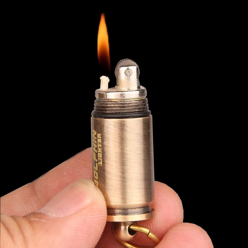 

Mini compact kerosene lighter gasoline lighter inflatable key chain jewelry gasoline lighter wheel lighter outdoor tools FC0155