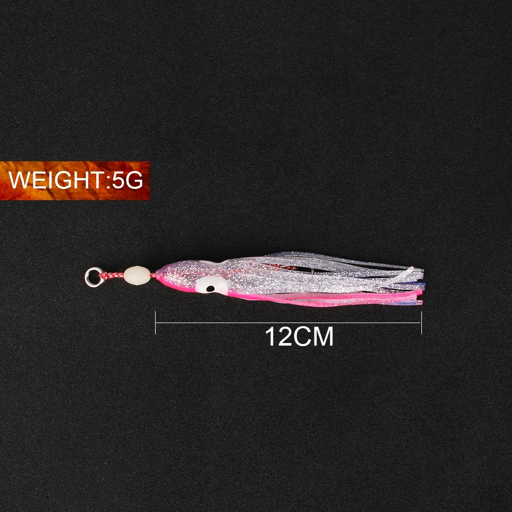 Soft Silicone Saltwater Octopus Bait long tail Squid Skirt Lure Fishing Tackle