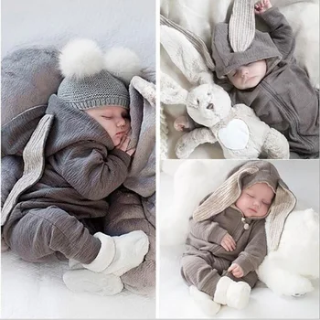 

Long Sleeve Lovely Newborn Baby Toddler Baby Onesie Warm Bunny Style Pajamas Infant Zipper Winter Clothes