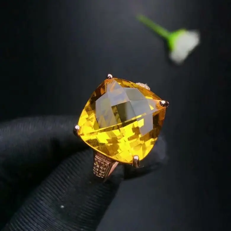 Shilovem, 925 Стерлинговое Серебро, пьезоэлектрический цитрин, кольца, хорошее ювелирное изделие для женщин, Трендовое, свадебное, открытое, 12*12 мм, новинка, xhfj121201agj