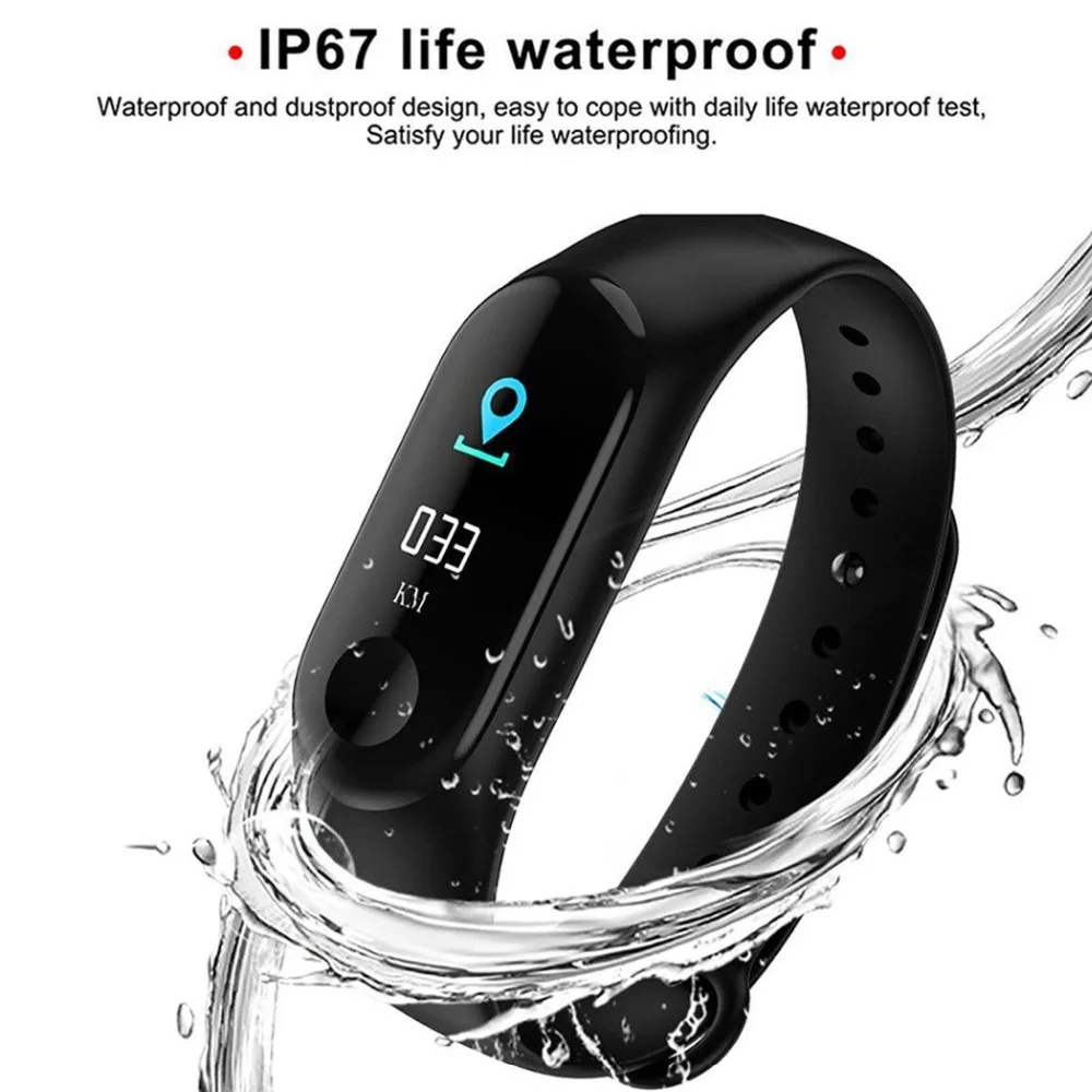 Fitness Bracelet Blood Pressure Sports IPS Screen Oxygen Heart Rate Monitor Smart Bracelet M3 IP67 Waterproof Smart Wristbands