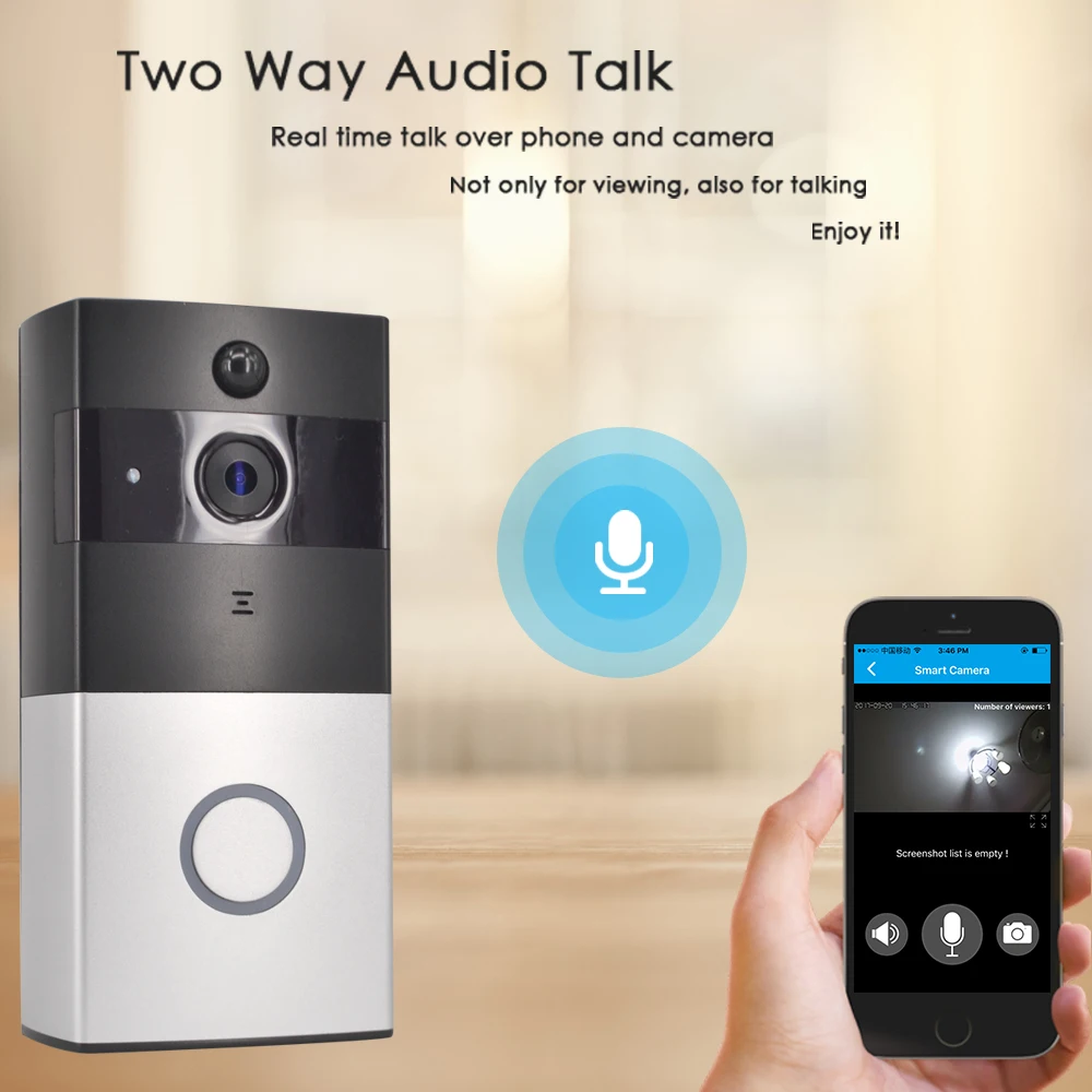 

CTVMAN Wifi Doorbell Camera with Battery Doorphone IP Video Intercom Wireless Doorbell Cam with PIR SD Card 720p Waterproof