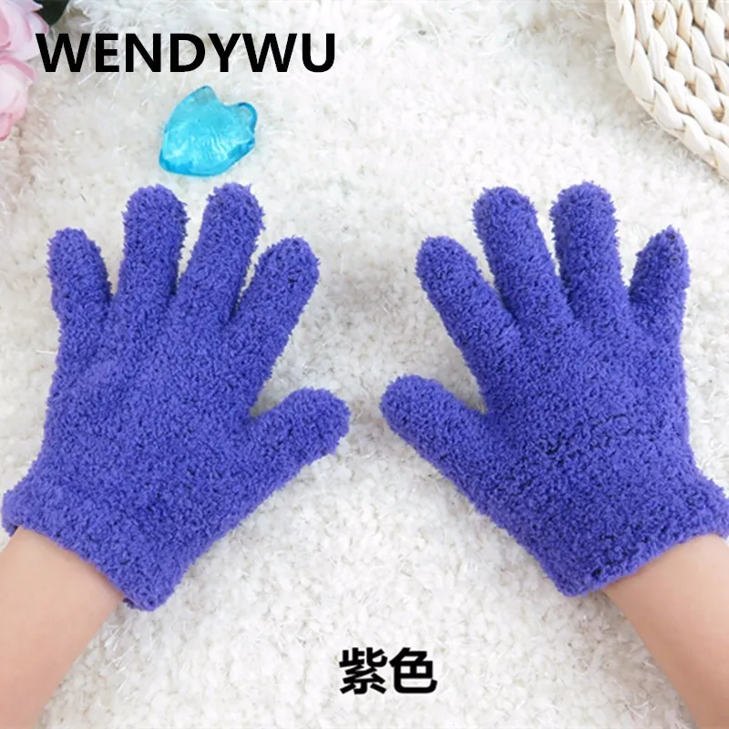 WENDYWU2016 женские перчатки карамельный цвет коралловые кашемировые перчатки бархатные Детские однотонные теплые перчатки для детей от 3 до 8 лет