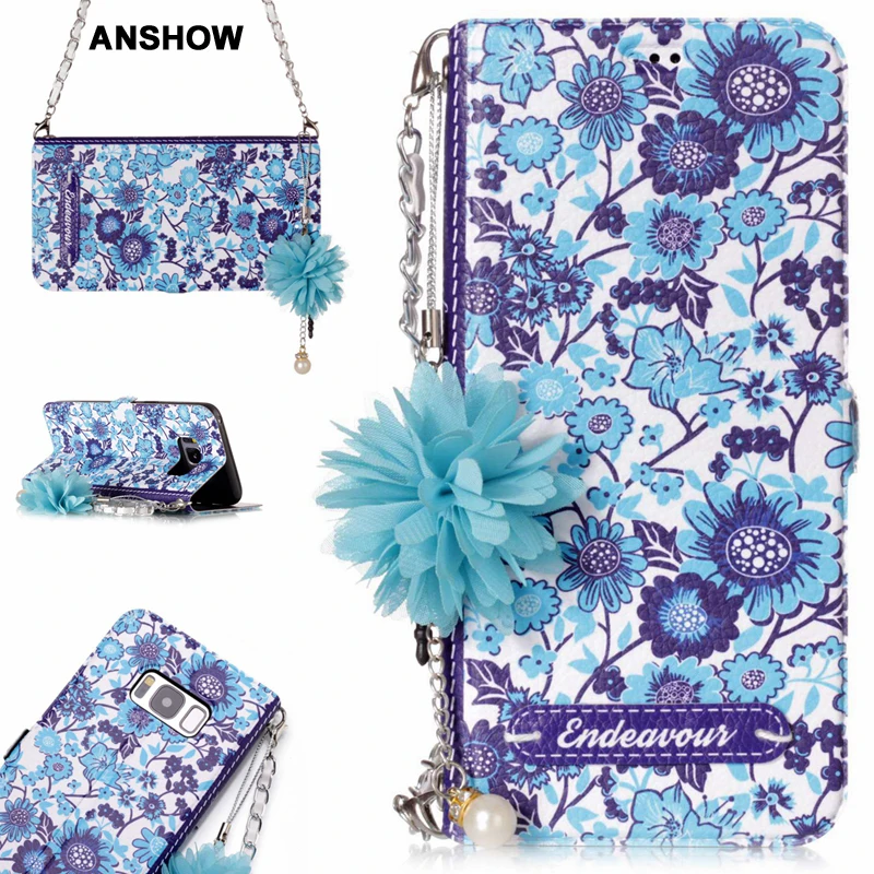 

Flower Wallet For Galaxy Note 8 S8 Plus S7 (A5 A3 3 J5 J7)2017 EU Leather Case ID Card Slot Flip Cover Pouch+Strap Floral
