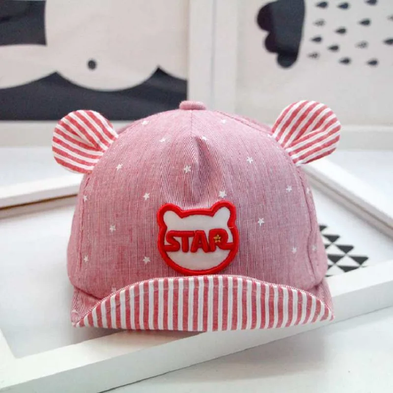 Модная шапка для маленьких мальчиков и девочек, мягкая бейсболка, Детские летние шапки, берет для новорожденных мальчиков - Цвет: Dark pink