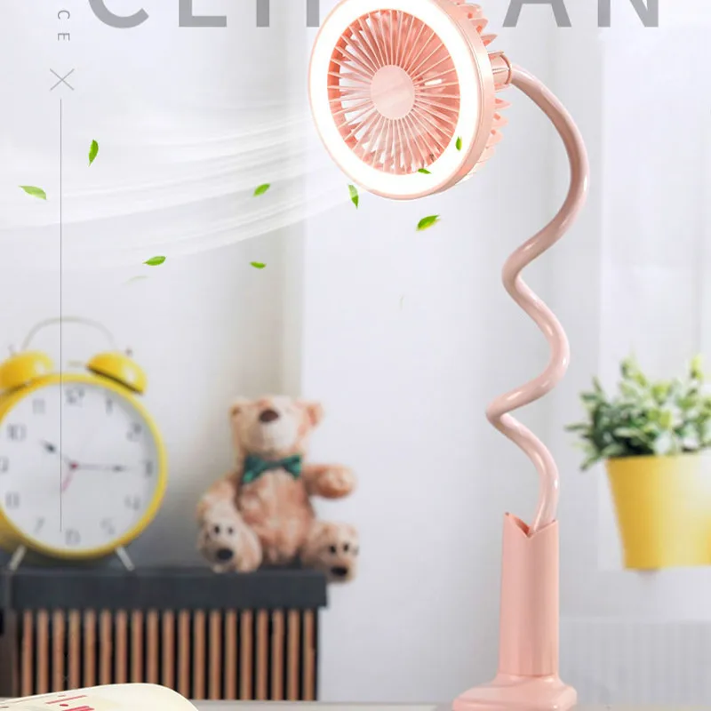 

Portable USB Fan Flexible with LED light 2 Speed Adjustable Cooler Mini Fan Handy Small Desk Desktop USB Cooling Fan for child